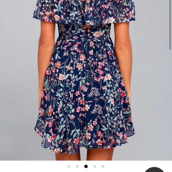 Lulus Navy Blue floral dress NWTs small - Picture 2 of 6